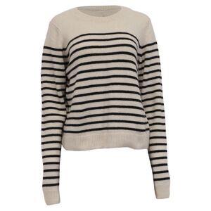 Khaite Diletta Striped Sweater in White Cashmere